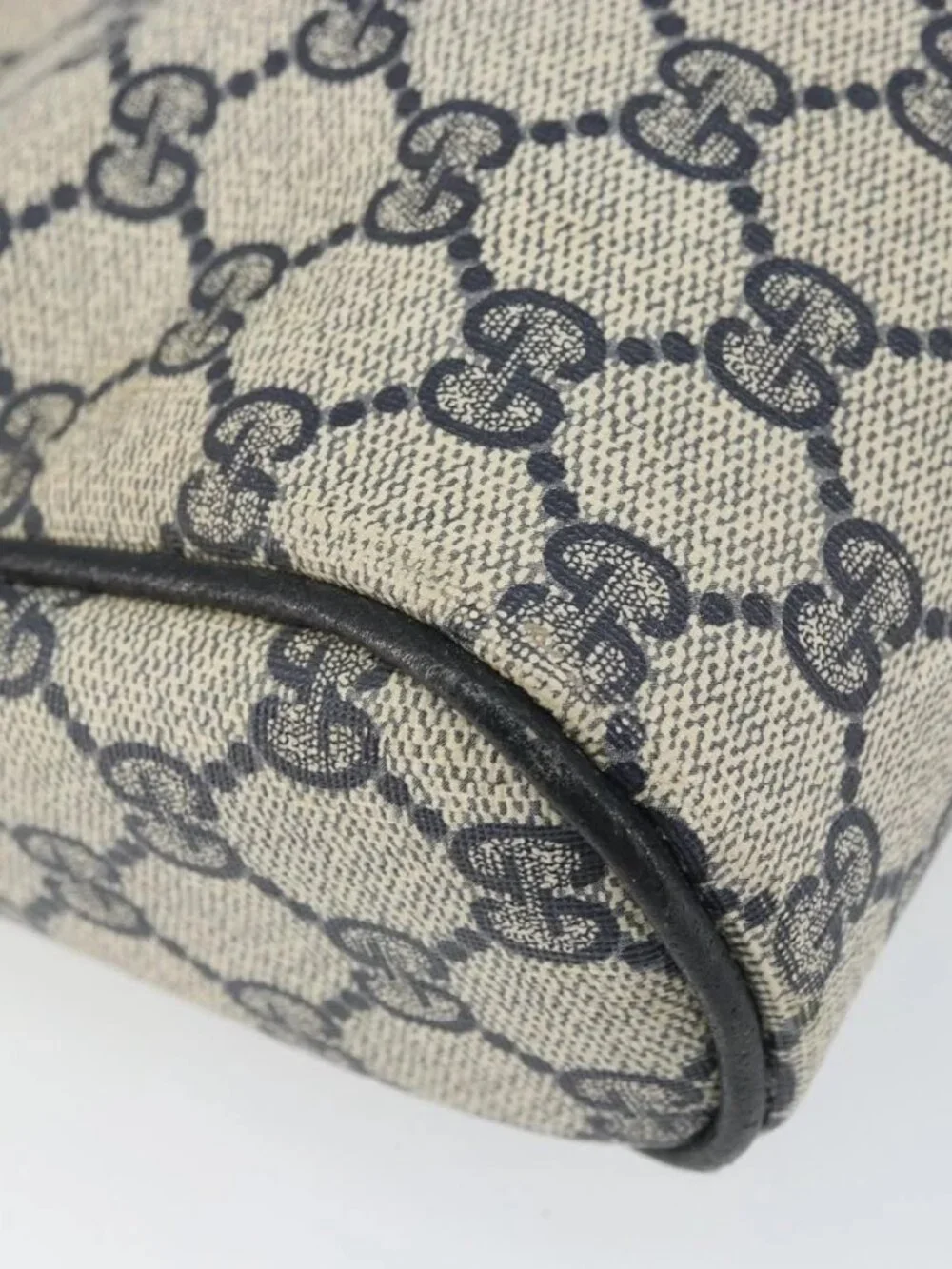 GUCCI GG Supreme Sherry Line Clutch Bag PVC Navy Gold 010 378 Auth BA10258